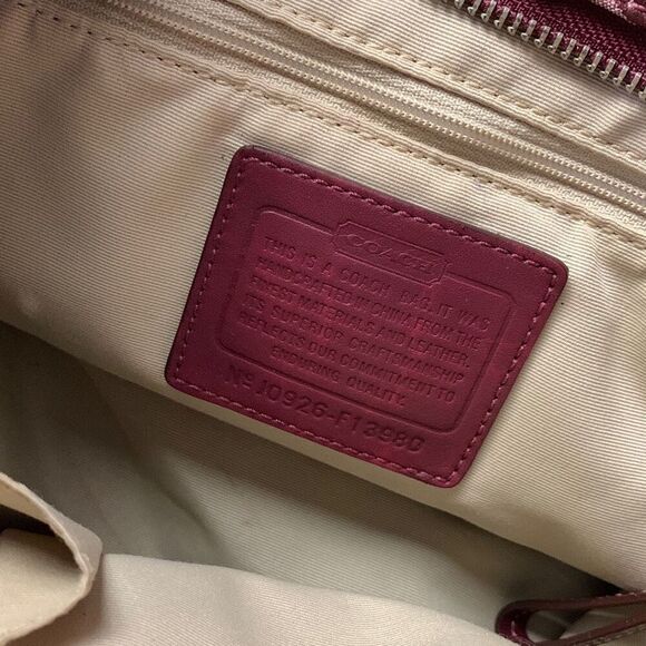 Coach Vintage Carly Optic Signature Maroon Canvas Leather Hobo Bag - Picture 11 of 12